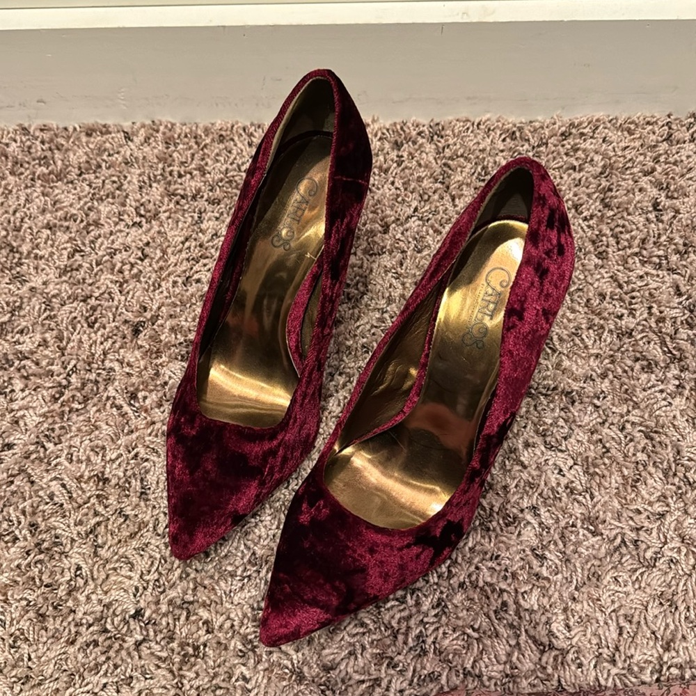 Burgundy Velvet Heels, size 7